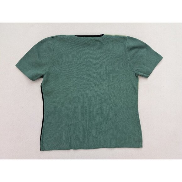 Designers Originals Women's Sweater Size L Green Colorblock Short Sleeve - Picture 10 of 11